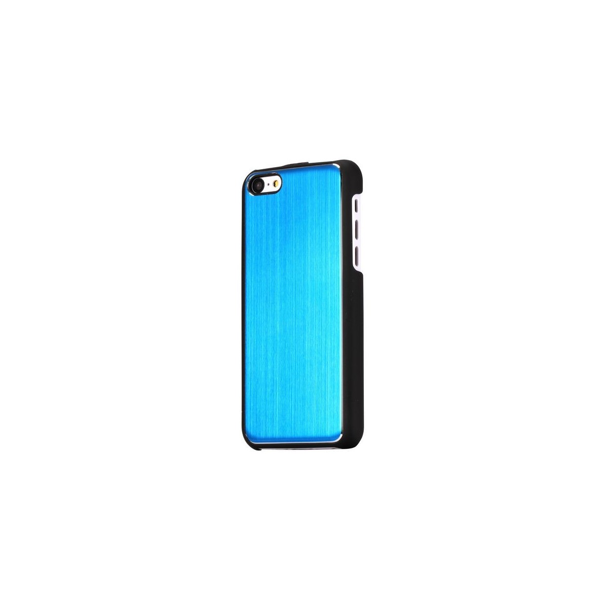 Crazy Kase - Coque iPhone 5C noire et Aluminium brossé bleu