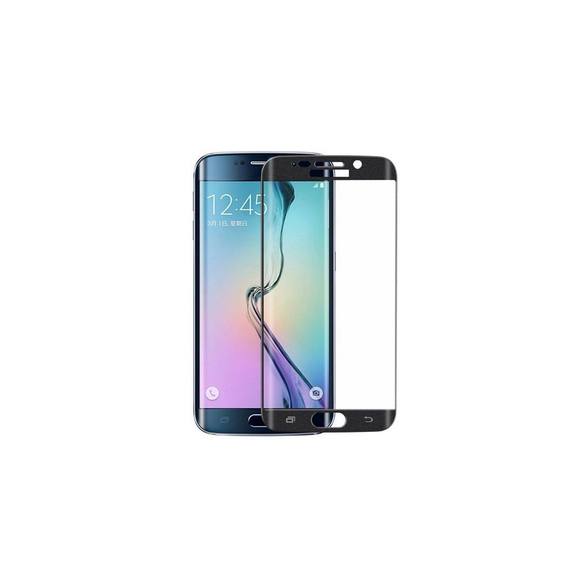 Film Galaxy S6 Edge protection écran verre trempé incurvé contour Noir
