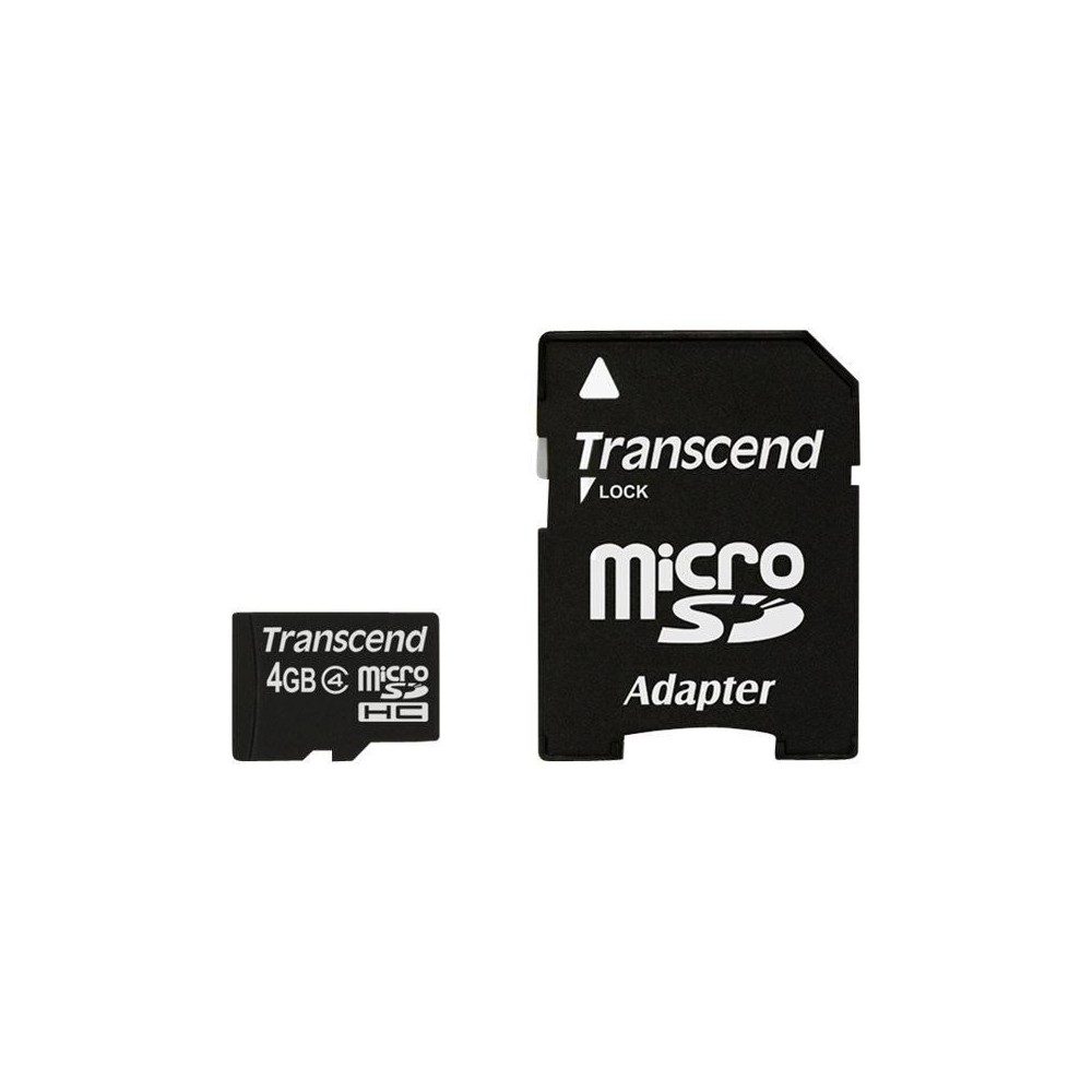 Carte Micro SDHC 4GB Class4 + Adaptateur - Transcend
