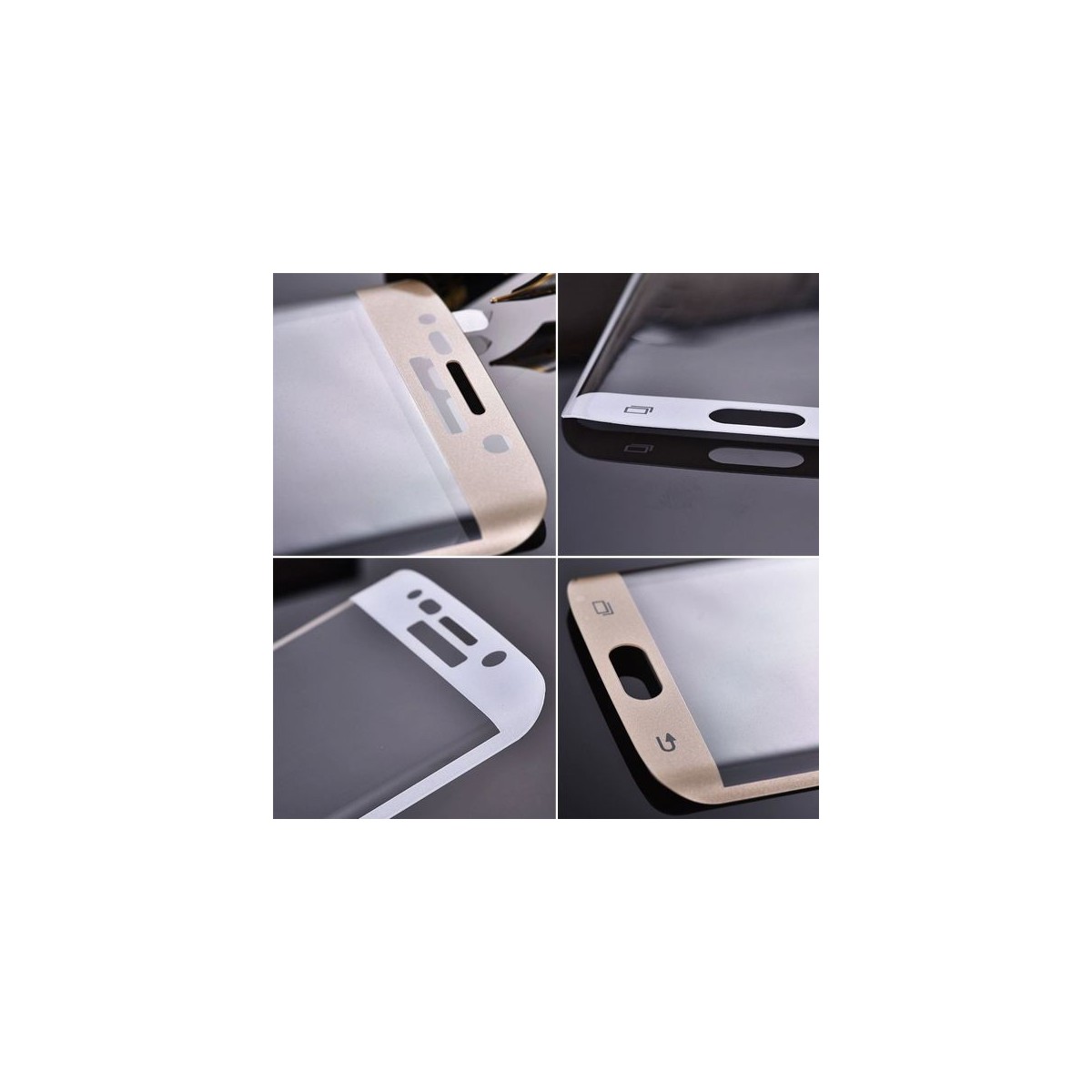 Film Galaxy S6 Edge Plus protection écran verre trempé incurvé contour Doré