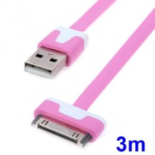 Câble extra-long (3 mètres) rose pour iPhone et iPad