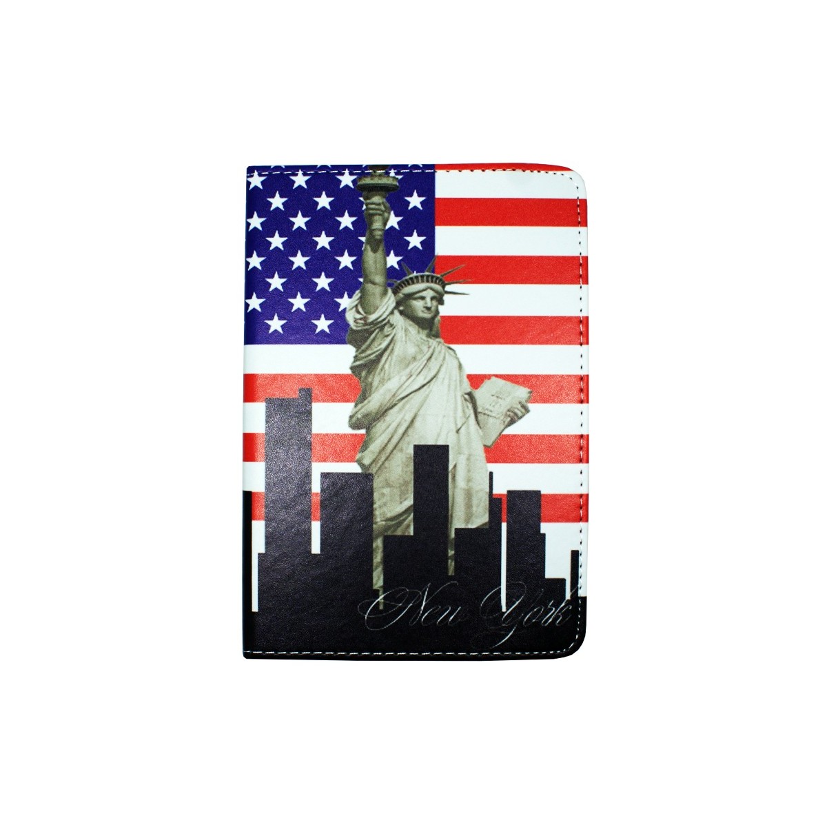 Crazy Kase - Etui tablette universel 7 pouces rotatif 360° Motifs Drapeau USA et Statue de la Liberté