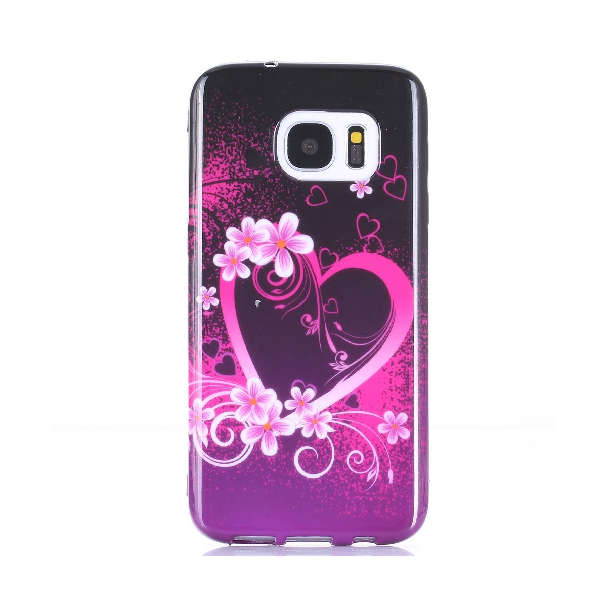 Coque Galaxy S7 motif Coeur et fleurs - Crazy Kase