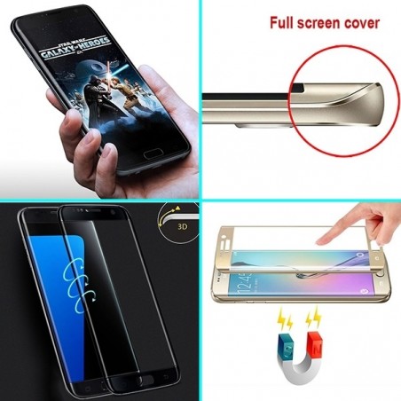 Film Galaxy S7 Edge protection écran verre trempé incurvé Contour Doré