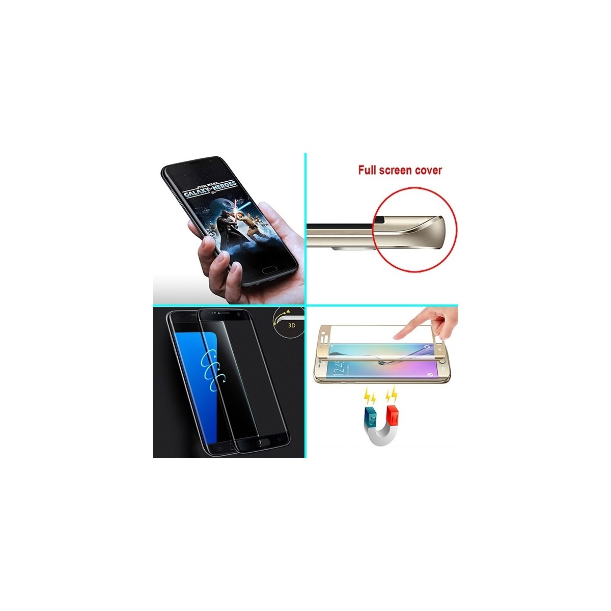 Film Galaxy S7 Edge protection écran verre trempé incurvé Contour Noir