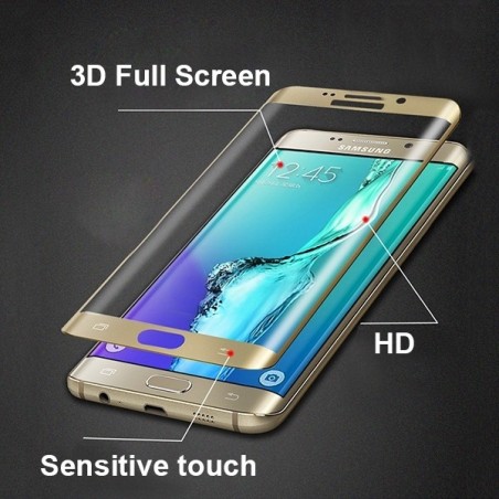 Film Galaxy S7 Edge protection écran verre trempé incurvé Contour Noir