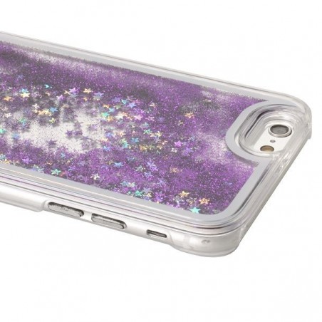 Coque iPhone 6 / 6S à Paillettes Violettes et Etoiles Argentées - Crazy Kase